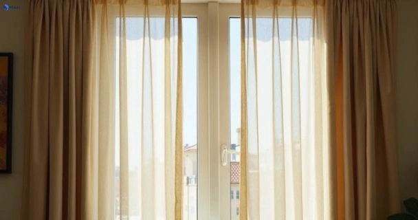 Dusty and dull curtains in harris-park-nsw before steam cleaning